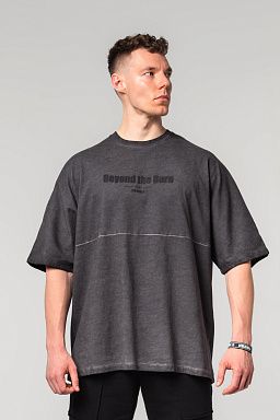 Washed-off Oversized Heavyweight Cotton T-shirt NO SHORTCUTS